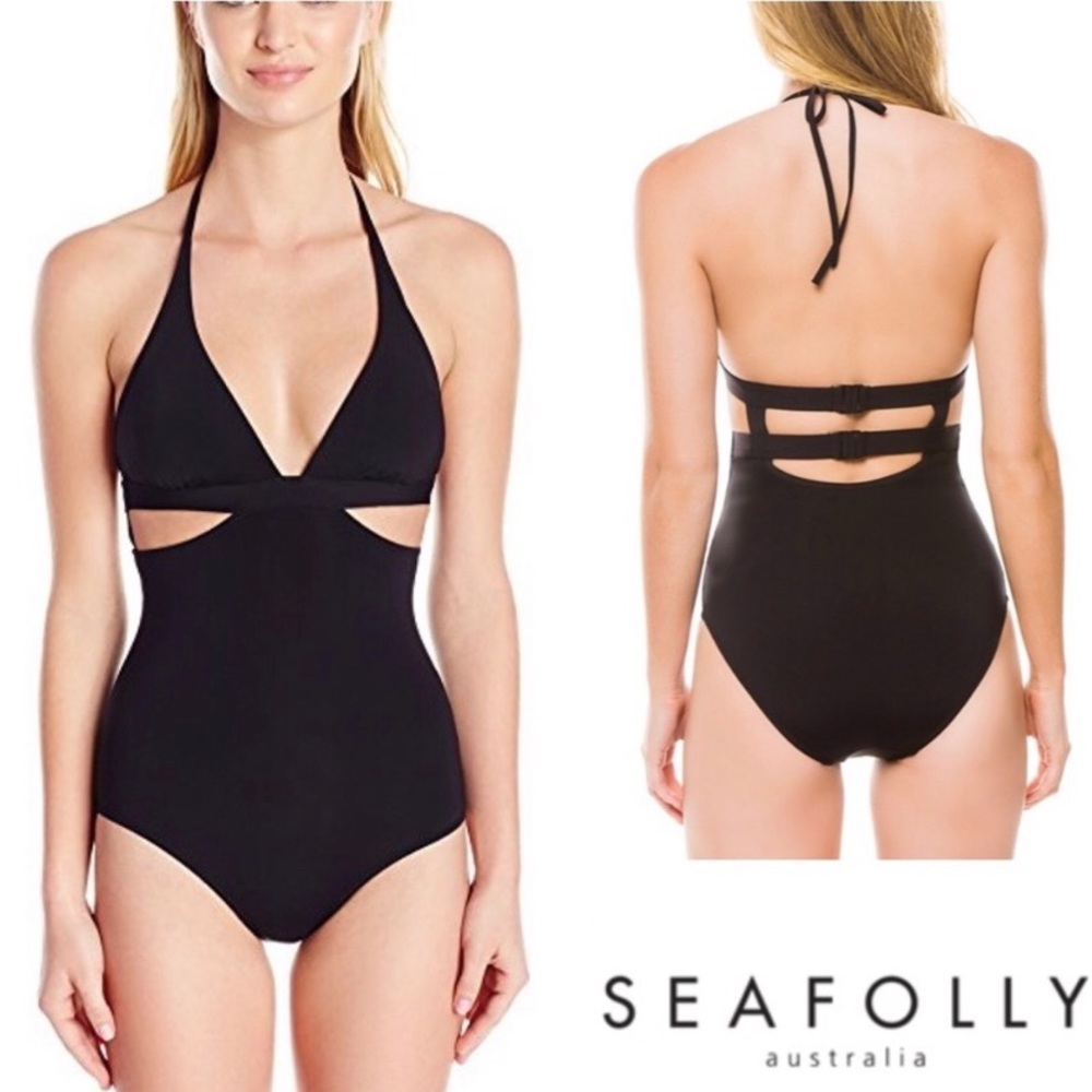 Anthropologie Seafolly Black Cut-Out Swimsuit